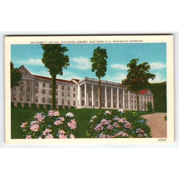 Vintage Linen Postcard Robert E. Lee Hall Blue Ridge Assembly NC - Picture 1 of 2